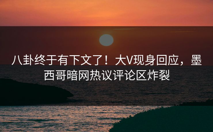 八卦终于有下文了！大V现身回应，墨西哥暗网热议评论区炸裂