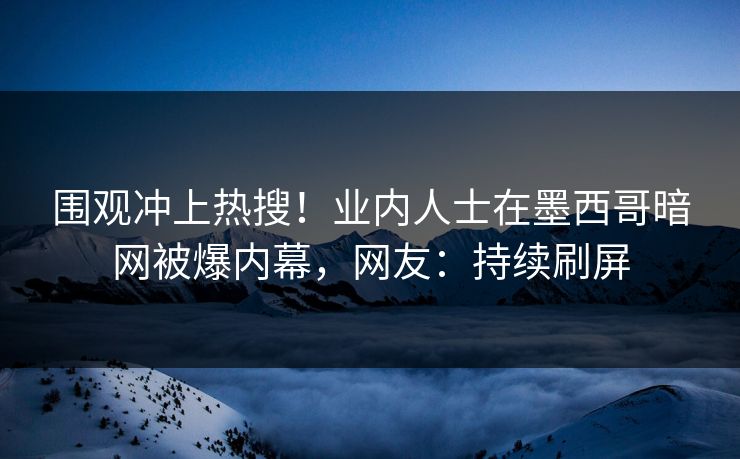 围观冲上热搜！业内人士在墨西哥暗网被爆内幕，网友：持续刷屏