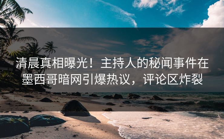 清晨真相曝光！主持人的秘闻事件在墨西哥暗网引爆热议，评论区炸裂
