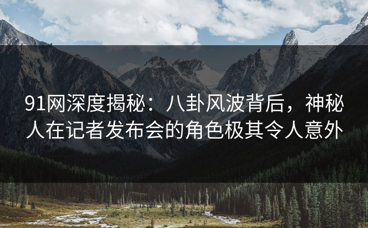 91网深度揭秘：八卦风波背后，神秘人在记者发布会的角色极其令人意外