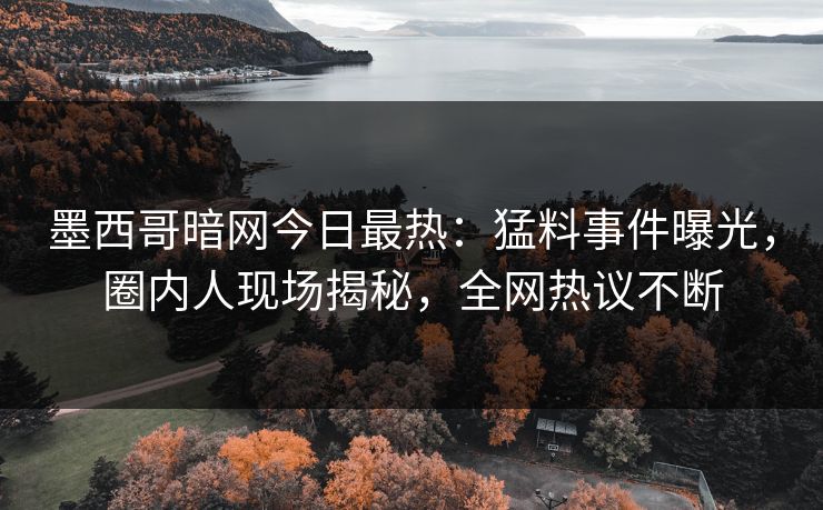 墨西哥暗网今日最热：猛料事件曝光，圈内人现场揭秘，全网热议不断