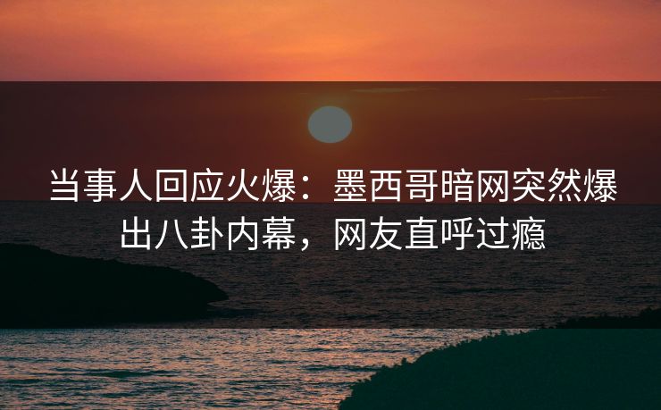 当事人回应火爆：墨西哥暗网突然爆出八卦内幕，网友直呼过瘾