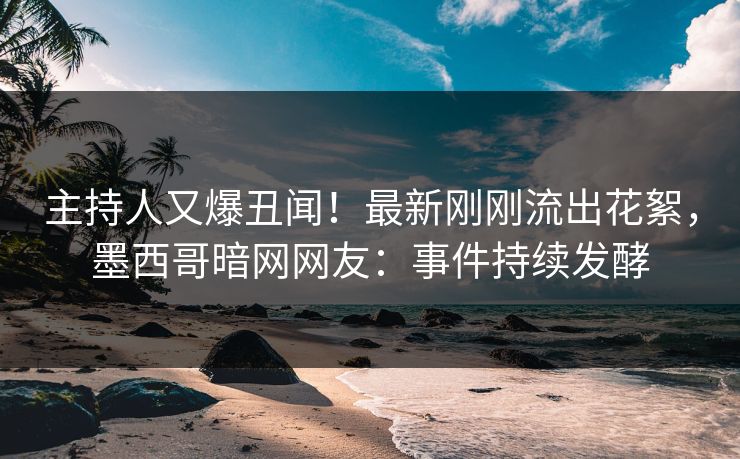 主持人又爆丑闻！最新刚刚流出花絮，墨西哥暗网网友：事件持续发酵