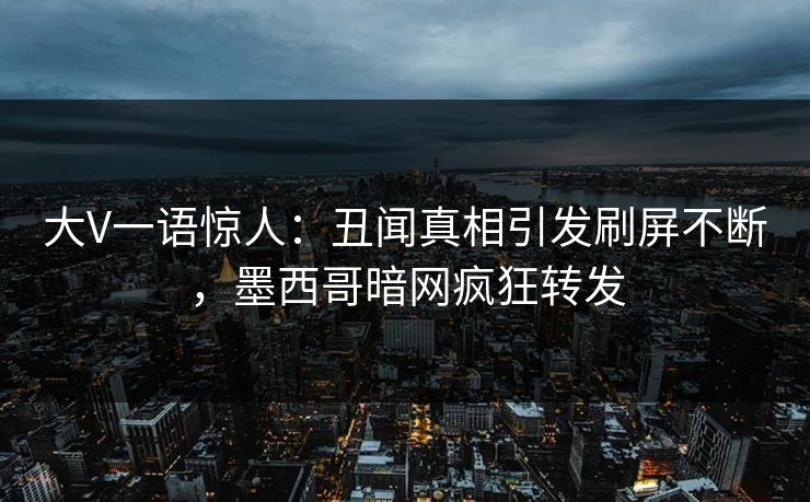 大V一语惊人：丑闻真相引发刷屏不断，墨西哥暗网疯狂转发