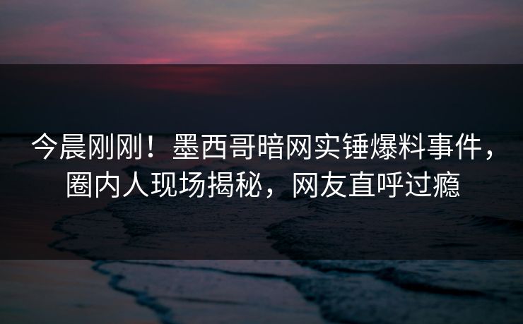 今晨刚刚！墨西哥暗网实锤爆料事件，圈内人现场揭秘，网友直呼过瘾